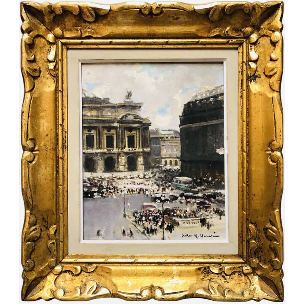 HERVE Jules Peinture Française 20è Paris L’opéra Huile sur Toile Signée Certificat D’authenticité 3