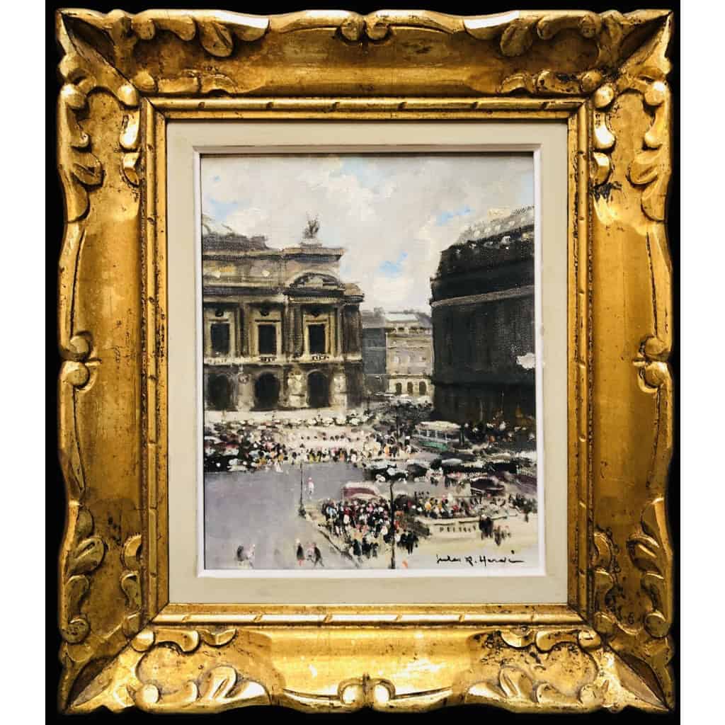 HERVE Jules Peinture Française 20è Paris L’opéra Huile sur Toile Signée Certificat D’authenticité 12