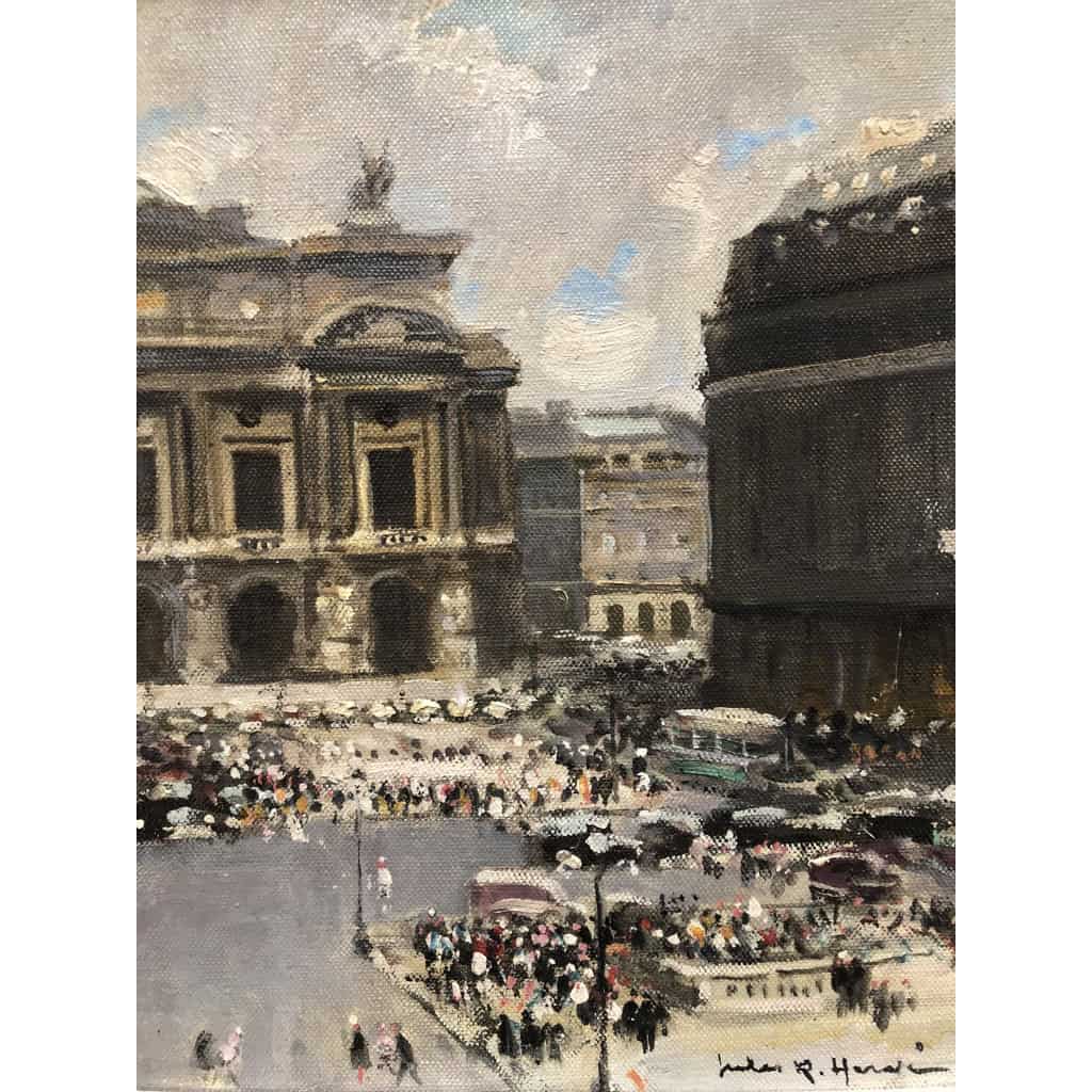 HERVE Jules Peinture Française 20è Paris L’opéra Huile sur Toile Signée Certificat D’authenticité 9