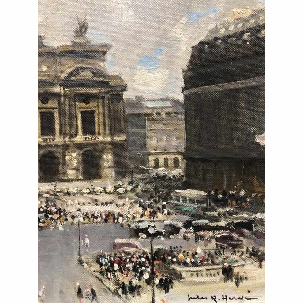 HERVE Jules Peinture Française 20è Paris L’opéra Huile sur Toile Signée Certificat D’authenticité 7