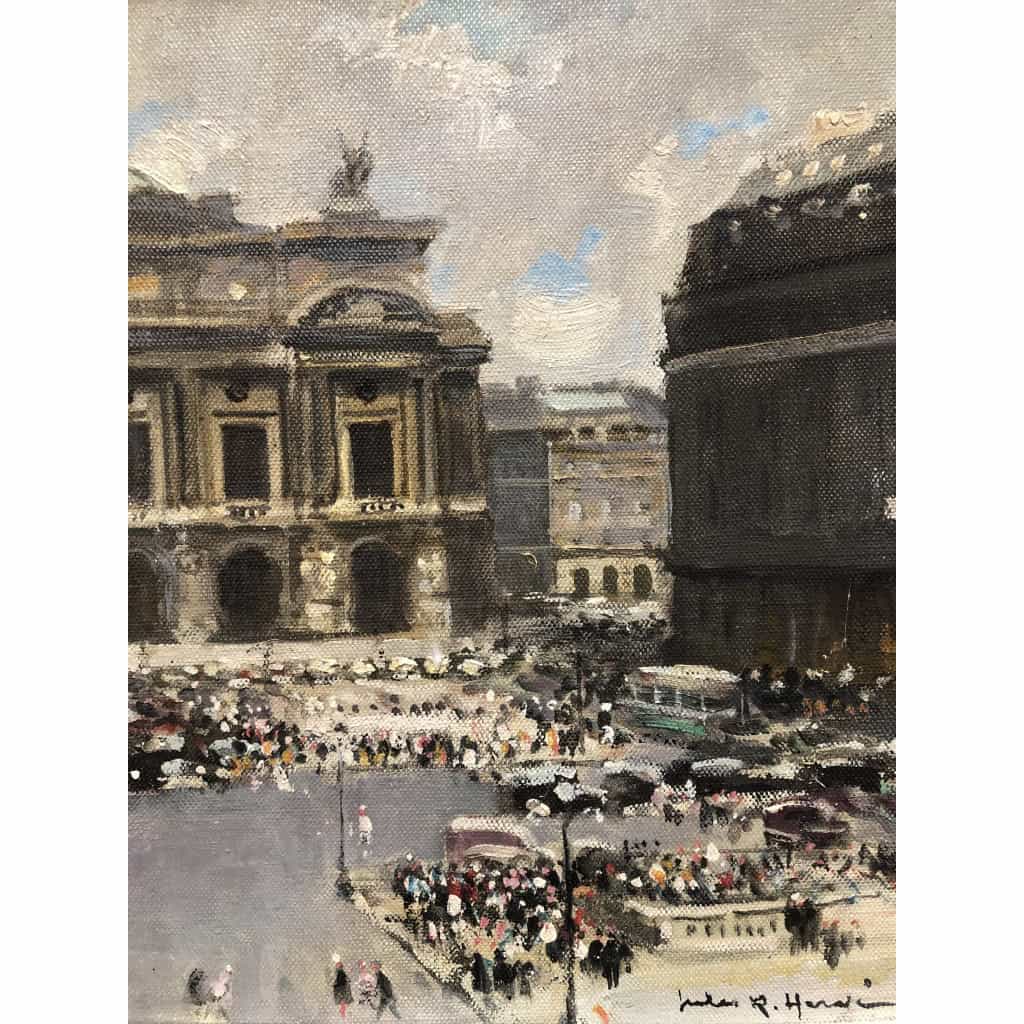 HERVE Jules Peinture Française 20è Paris L’opéra Huile sur Toile Signée Certificat D’authenticité 5