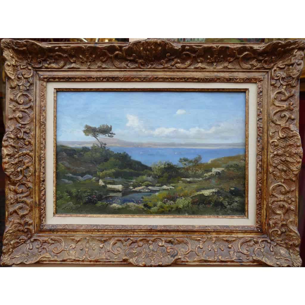 LANSYER Emmanuel Peinture 19è Siècle Paysage Méditerranée Huile Toile Signée Datée Certificat d’authenticité 3