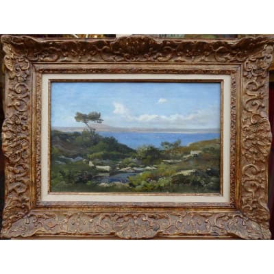 LANSYER Emmanuel Peinture 19è Siècle Paysage Méditerranée Huile Toile Signée Datée Certificat d’authenticité