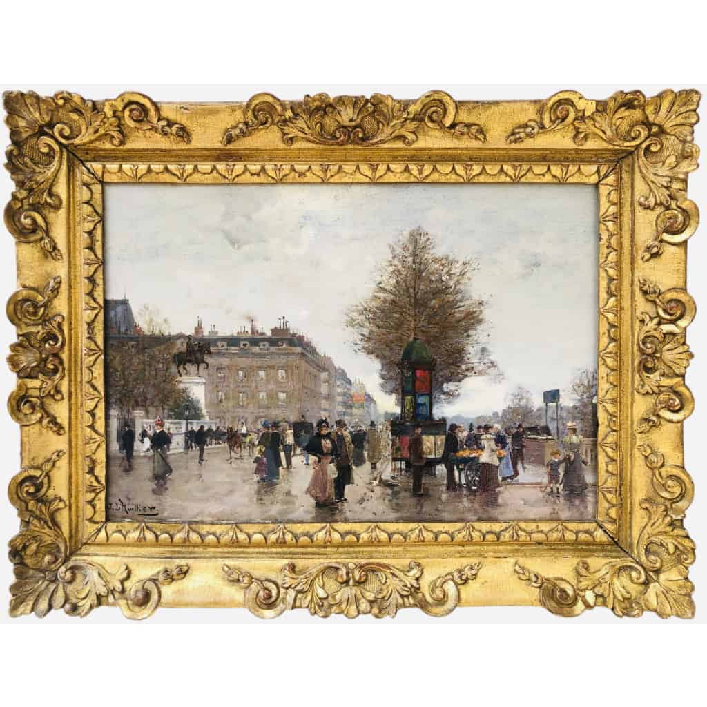 L’HUILLIER Jacques Paris La Belle époque Animation Quai De L’hôtel De Ville Huile sur Toile Signée Certificat d’authenticité 3
