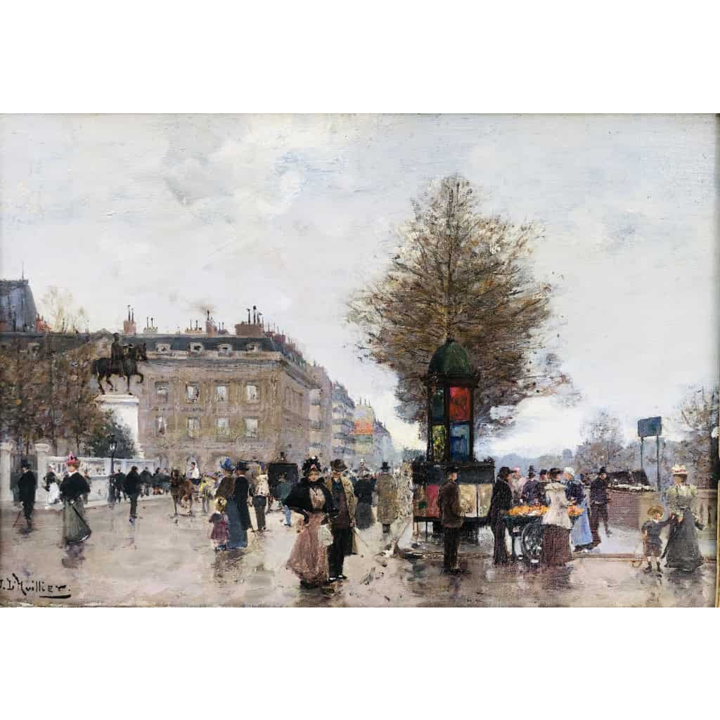 L’HUILLIER Jacques Paris La Belle époque Animation Quai De L’hôtel De Ville Huile sur Toile Signée Certificat d’authenticité 8