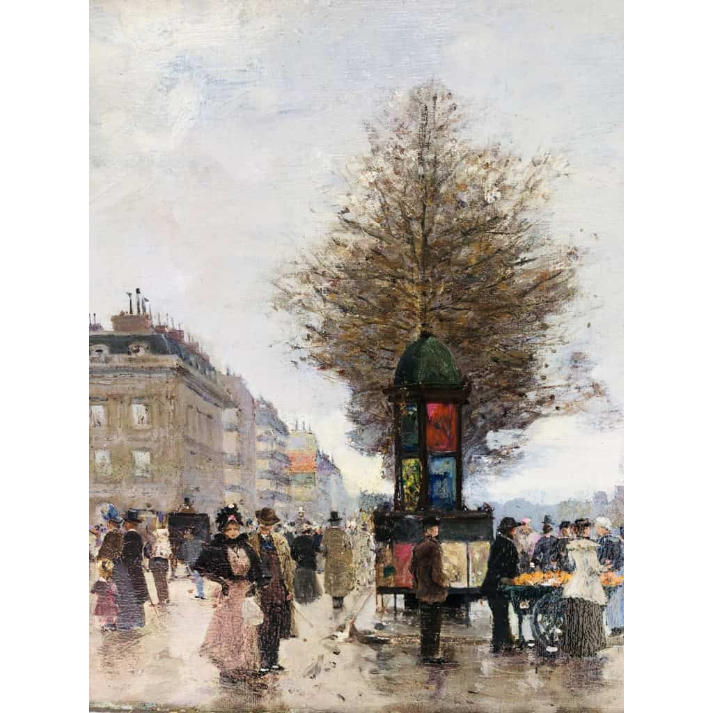 L’HUILLIER Jacques Paris La Belle époque Animation Quai De L’hôtel De Ville Huile sur Toile Signée Certificat d’authenticité 7
