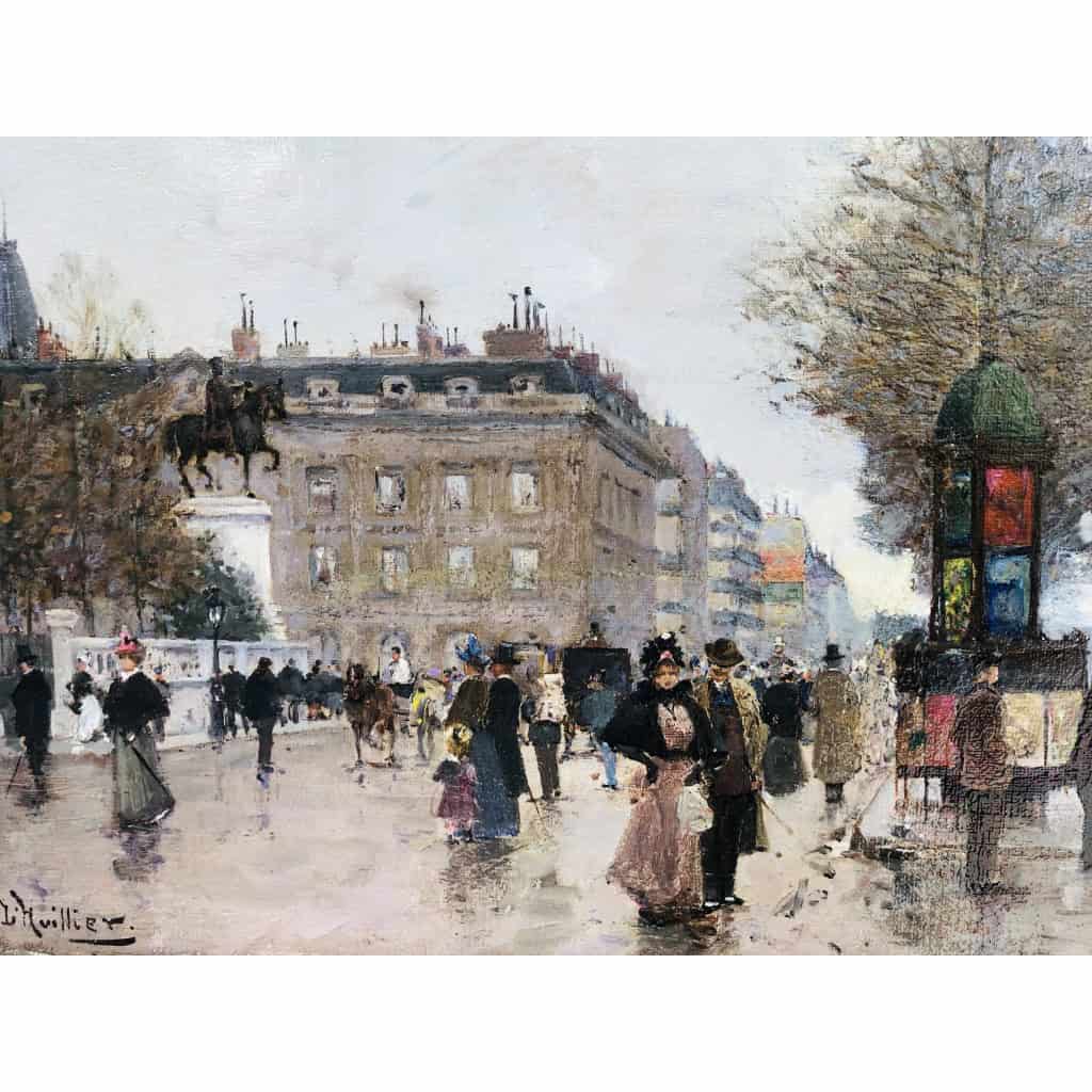 L’HUILLIER Jacques Paris La Belle époque Animation Quai De L’hôtel De Ville Huile sur Toile Signée Certificat d’authenticité 6