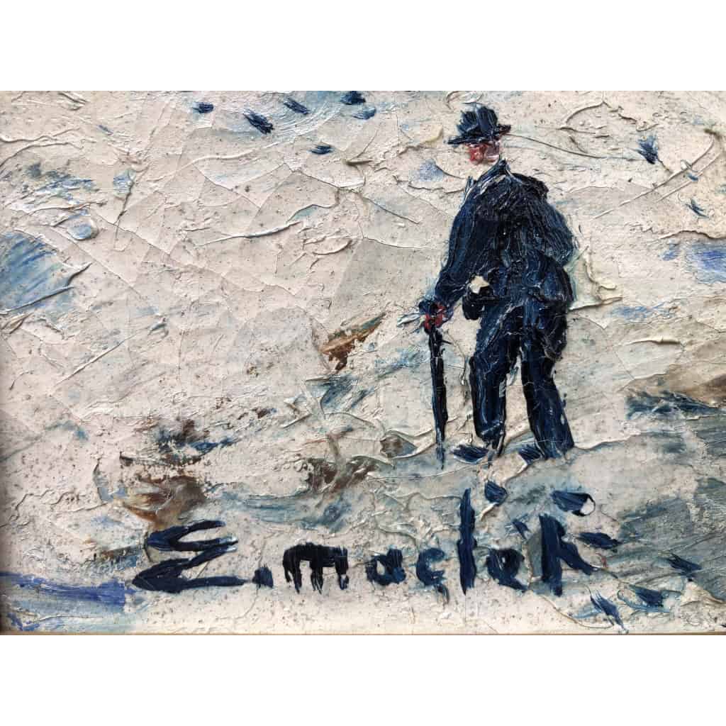 MACLET Elisée Tableau Français 20è Paris Montmartre Moulin De La Galette sous la neige Huile sur toile Signée Certificat d’authenticité 4