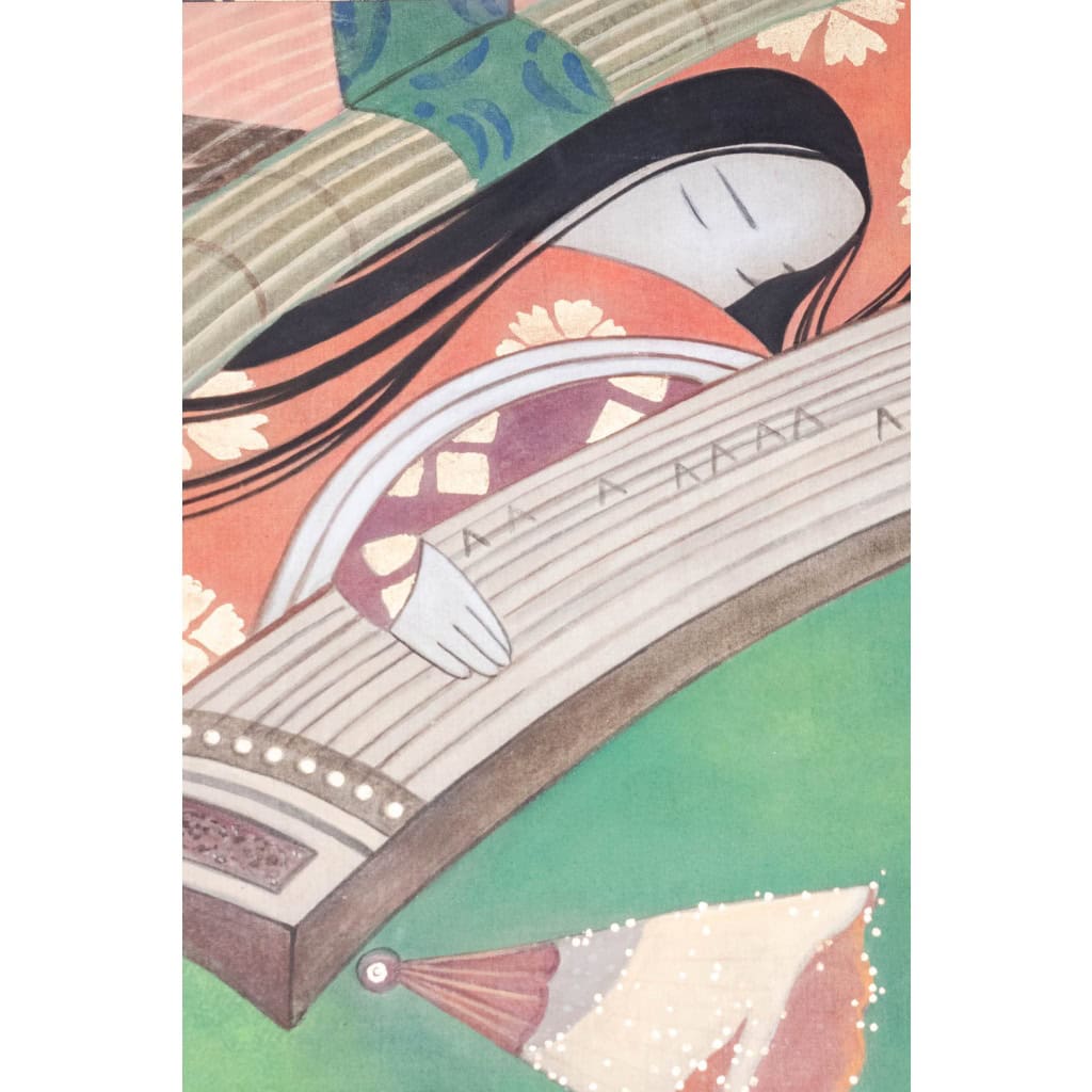 Toile peinte représentant des danseuses japonaises. Contemporain. LS63451098I 4