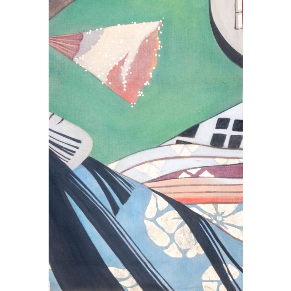 Toile peinte représentant des danseuses japonaises. Contemporain. LS63451098I 7