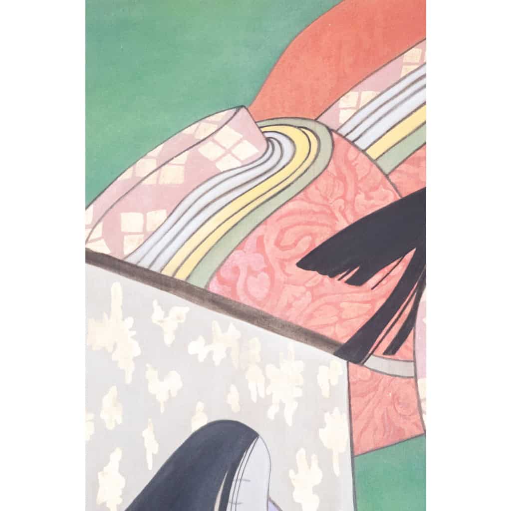 Toile peinte représentant des danseuses japonaises. Contemporain. LS63431089P 4
