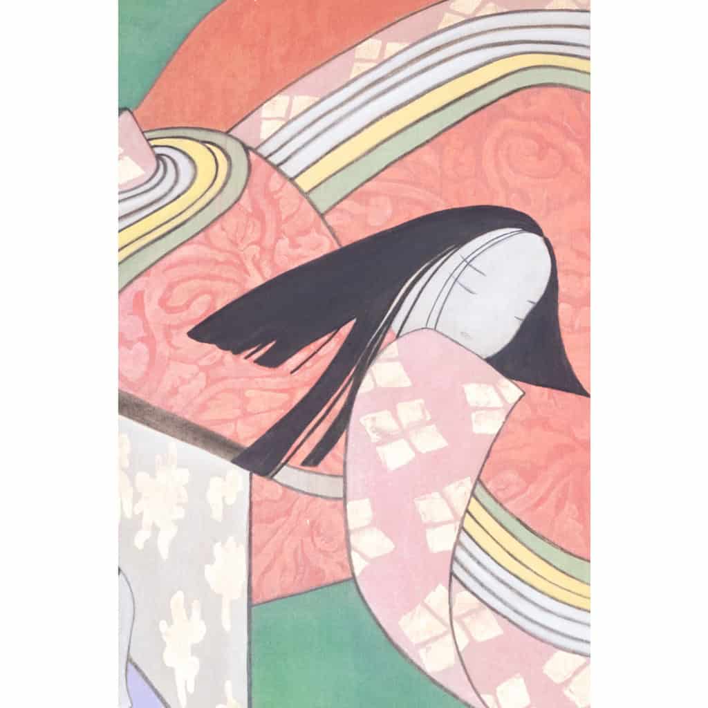 Toile peinte représentant des danseuses japonaises. Contemporain. LS63431089P 5