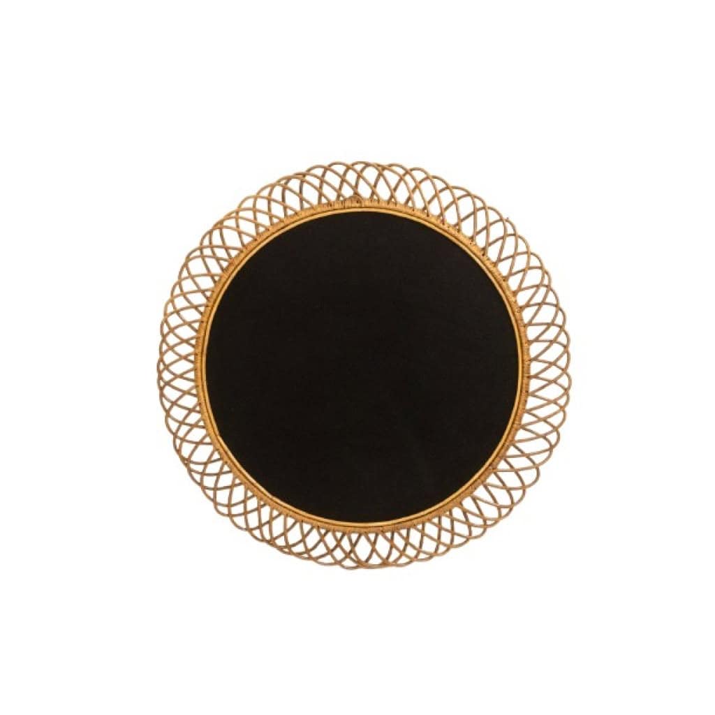 Paire de miroirs rond en rotin à entrelacs. Années 1980. LS6358B551M 4