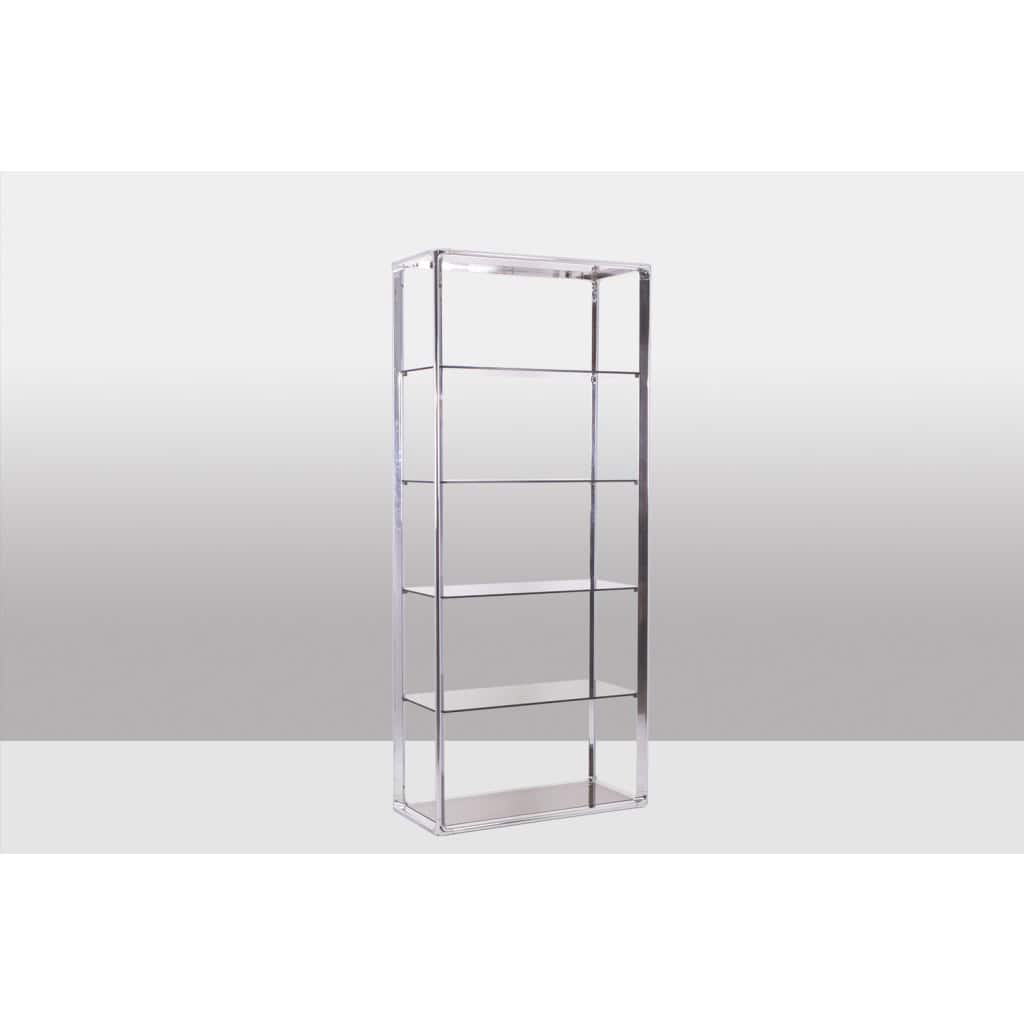 Paire d’étagères à 6 tablettes, armature en métal chromé. Années 1970. LS6415509M 5