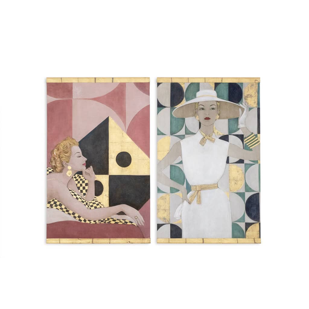 Toile peinte représentant une élégante style années 1950. Contemporain. LS6438A678P 4