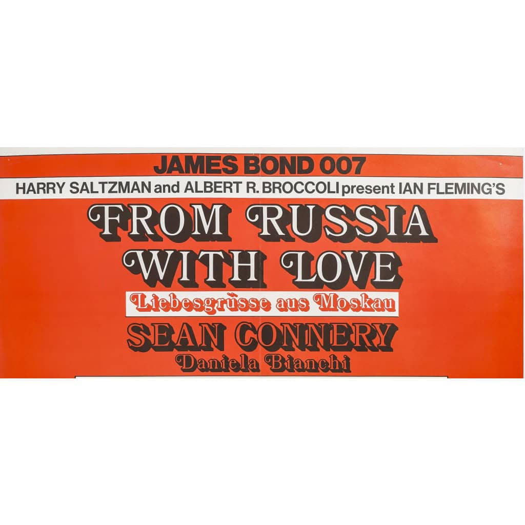 Affiche Cinéma Originale, James Bond, 007, From Russia With Love, Bons Baisers de Russie, Sean Connery, Ian Fleming, Pistolet, Agent, Espion, Espionnage, Spectre, Bateau, Hélicoptère, Film, Gadget, c.1980 4