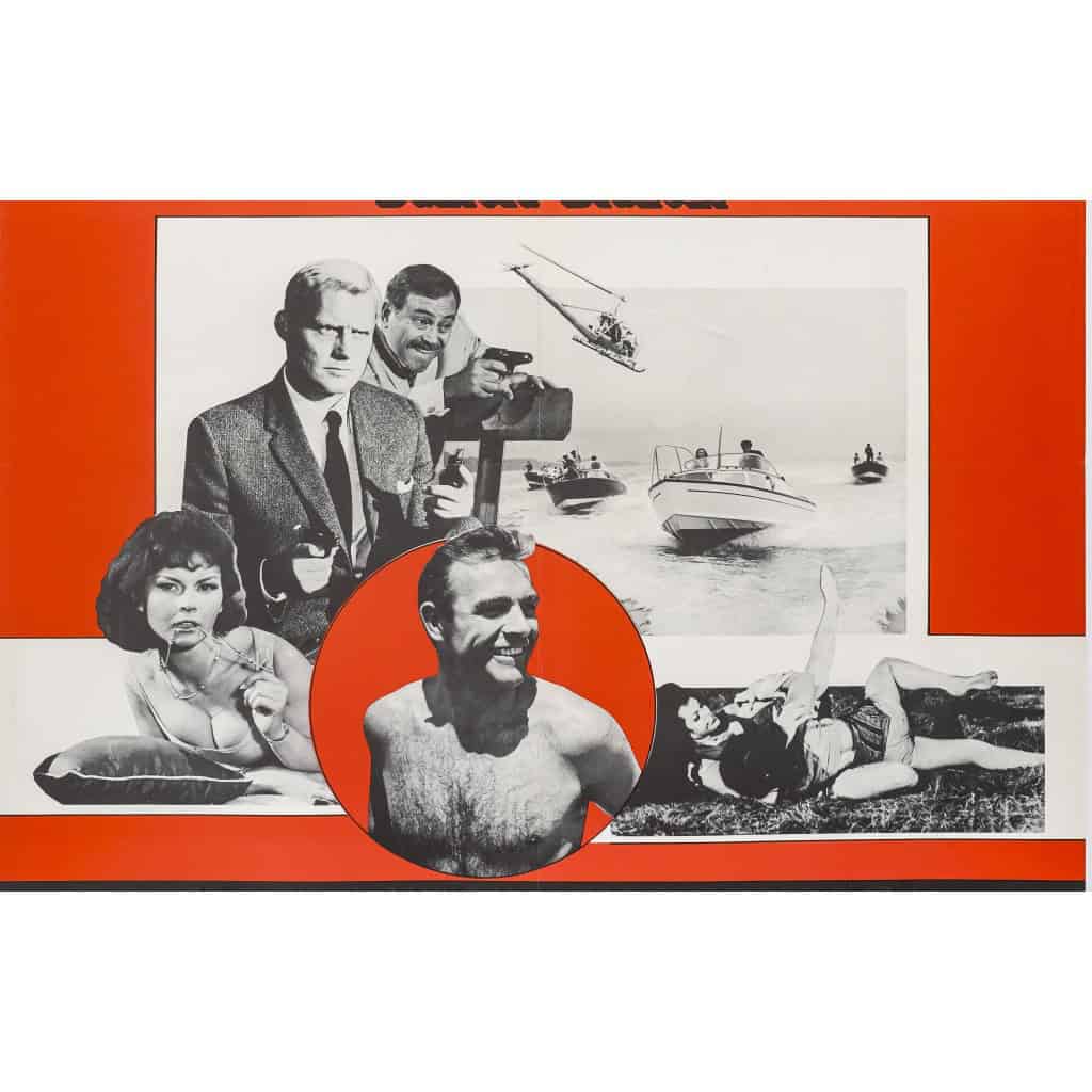 Affiche Cinéma Originale, James Bond, 007, From Russia With Love, Bons Baisers de Russie, Sean Connery, Ian Fleming, Pistolet, Agent, Espion, Espionnage, Spectre, Bateau, Hélicoptère, Film, Gadget, c.1980 5