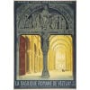 Affiche Tourisme Originale, Alo, La Basilique Romane de Vézelay, PLM, Chemins de Fer, Trains, Automobiles, Excursion, Architecture, Fresque, Sculpture, Tympan, Christ, Iconographie, Religion, Art Roman, Avallon, c.1920 8