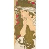 Affiche Art Nouveau Originale, Alphonse Mucha, Salon des Cent, La Plume, Exposition, Femme, Nu, Cheveux, Chevelure, Décor, Flore, Fleurs, Etoile, Allégorie, Belle Epoque, 1896 11