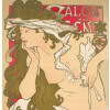 Affiche Art Nouveau Originale, Alphonse Mucha, Salon des Cent, La Plume, Exposition, Femme, Nu, Cheveux, Chevelure, Décor, Flore, Fleurs, Etoile, Allégorie, Belle Epoque, 1896 10