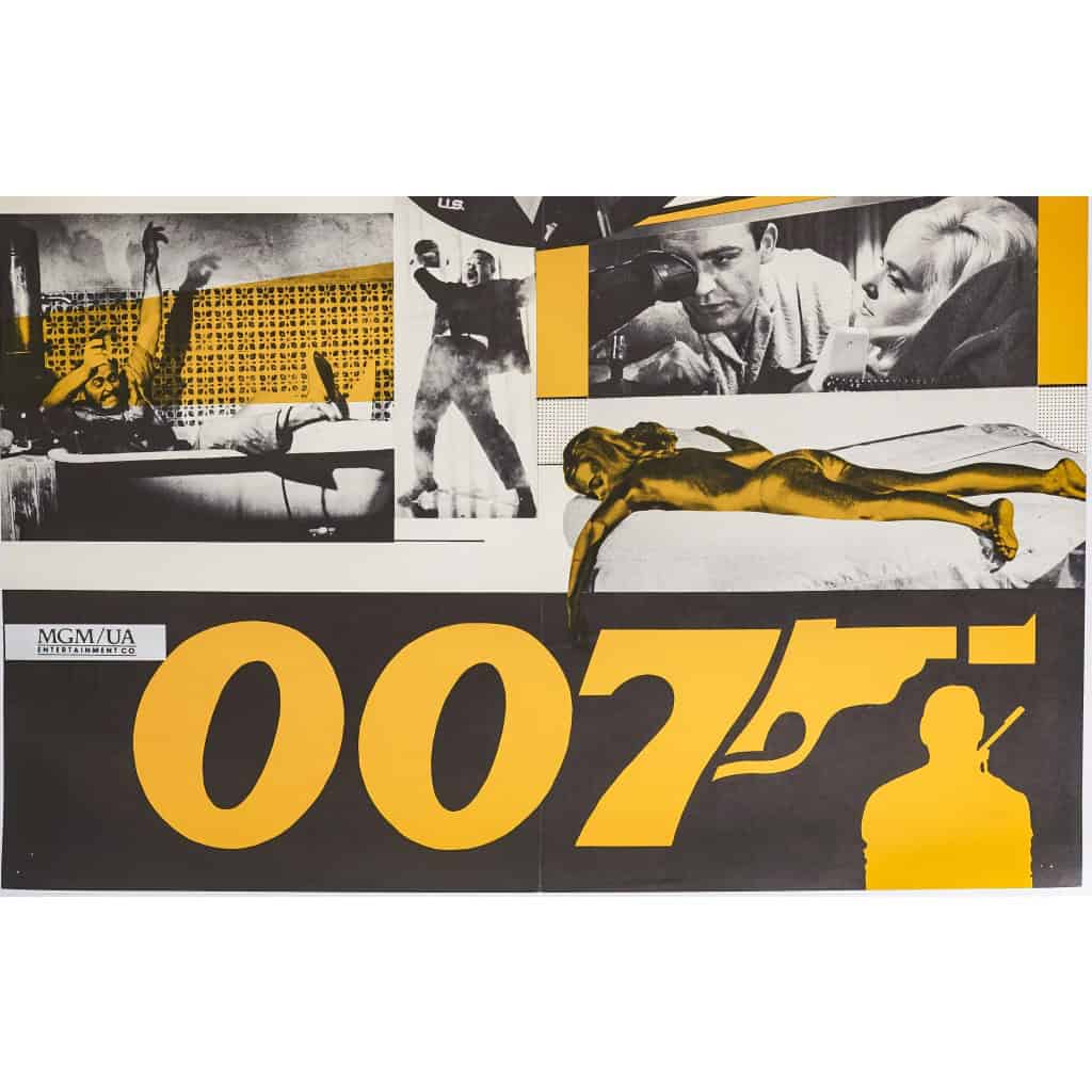 Affiche Cinéma Originale, James Bond, 007, Goldfinger, Sean Connery, Ian Fleming, Pistolet, Agent, Espion, Espionnage, Spectre, Film, Gadget c.1980 6