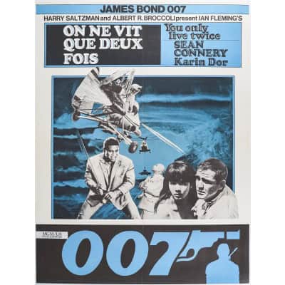 Affiche Cinéma Originale, James Bond, 007, You Only Live Twice, On Ne Vit Que Deux Fois, Sean Connery, Ian Fleming, Pistolet, Agent, Espion, Espionnage, Spectre, Autogire, Film, Gadget, c.1980