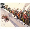 Affiche Art Déco Originale, Roger Broders, St Pierre de Chartreuse, Voyage, Transport, Tourisme, Hiver, Montagne, Massif, Neige, Sapin, Alpin, Chalet, Piste, Ski, Skieur, Bobsleigh, Descente, Train, PLM, Paris, Lyon, Méditerranée, Auvergne, Bob de Perquelin, 1930 12
