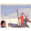 Affiche Art Déco Originale, Roger Broders, Winter Sports in the French Alps, Voyage, Transport, Tourisme, Hiver, Montagne, Massif, Mont-Blanc, Alpes, Neige, Alpin, Piste, Ski, Skieur, Train, PLM, Paris, Lyon, Méditerranée, Savoie, Col de Voza, 1929 10