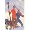 Affiche Art Déco Originale, Roger Broders, Winter Sports in the French Alps, Voyage, Transport, Tourisme, Hiver, Montagne, Massif, Mont-Blanc, Alpes, Neige, Alpin, Piste, Ski, Skieur, Train, PLM, Paris, Lyon, Méditerranée, Savoie, Col de Voza, 1929 12