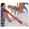 Affiche Art Déco Originale, Roger Broders, Winter Sports in the French Alps, Voyage, Transport, Tourisme, Hiver, Montagne, Massif, Mont-Blanc, Alpes, Neige, Alpin, Piste, Ski, Skieur, Train, PLM, Paris, Lyon, Méditerranée, Savoie, Col de Voza, 1929 13