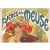 Affiche Art Nouveau Originale, Alphonse Mucha, Bières de la Meuse, Alcool, Boisson, Brasserie, Brasseur, Femme, Cheveux, Chevelure, Chope, Pinte, Mousse, Malt, Orge, Houblon, Blé, Fleurs, Pavot, Coquelicot, Allégorie, Déesse, Bar-le-Duc, Belle Epoque, 1897 11