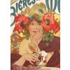 Affiche Art Nouveau Originale, Alphonse Mucha, Bières de la Meuse, Alcool, Boisson, Brasserie, Brasseur, Femme, Cheveux, Chevelure, Chope, Pinte, Mousse, Malt, Orge, Houblon, Blé, Fleurs, Pavot, Coquelicot, Allégorie, Déesse, Bar-le-Duc, Belle Epoque, 1897 12