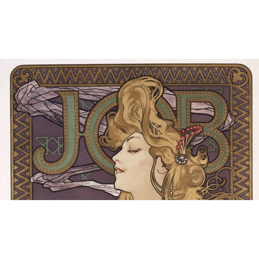 Affiche Art Nouveau, Alphonse Mucha, JOB, Femme, Cheveux, Chevelure, Cigarette, Tabac, Fumeur, Fumée, Cendre, Allégorie, Belle Epoque, 1896 4