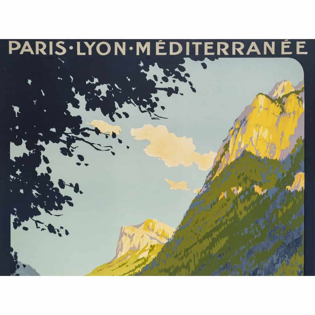 Affiche Tourisme Originale, Roger Soubie, Dauphiné, PLM, Chemins de Fer, St Pierre de Chartreuse, Couvent de la Grande Chartreuse, Grand Som, Montagne, Vallée, Paysage, Alpin, Transport, Voyage, Train, Monastère, c.1920 4