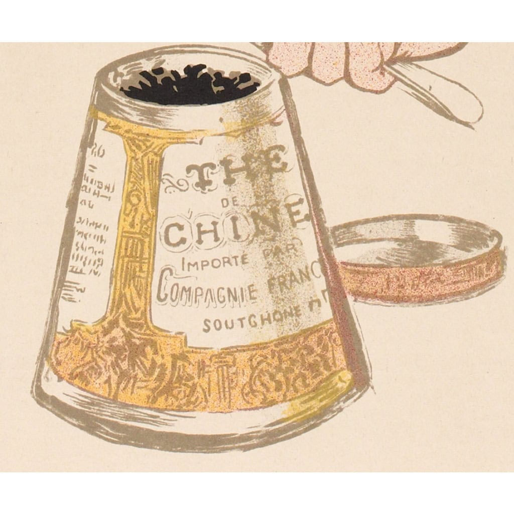 Affiche Originale, Théophile-Alexandre Steinlen, Compagnie Française des Chocolats et Thés, Boisson, Cacao, Chocolaterie, Chocolatier, Confiserie, Infusion, Lait, Animal, Chat, Félin, Femme, Tasse, Bol, 1895 8