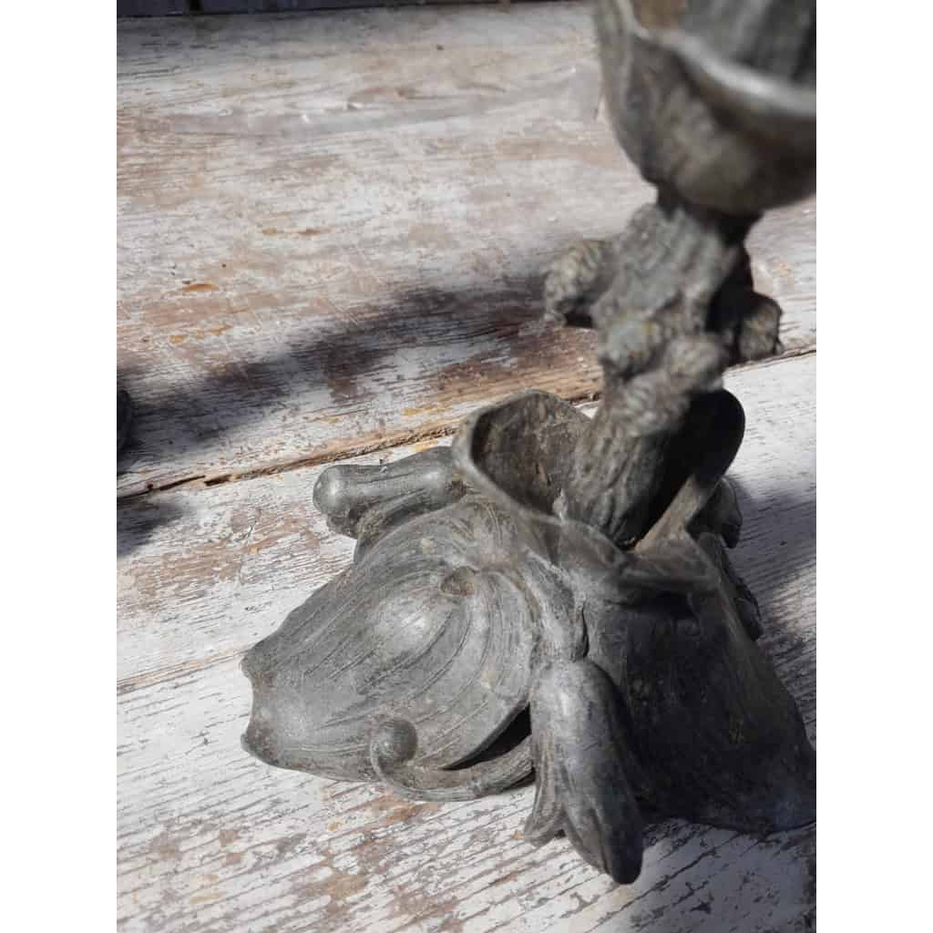 Pair of Art Nouveau candlesticks, spelter and bronze, 1900 9