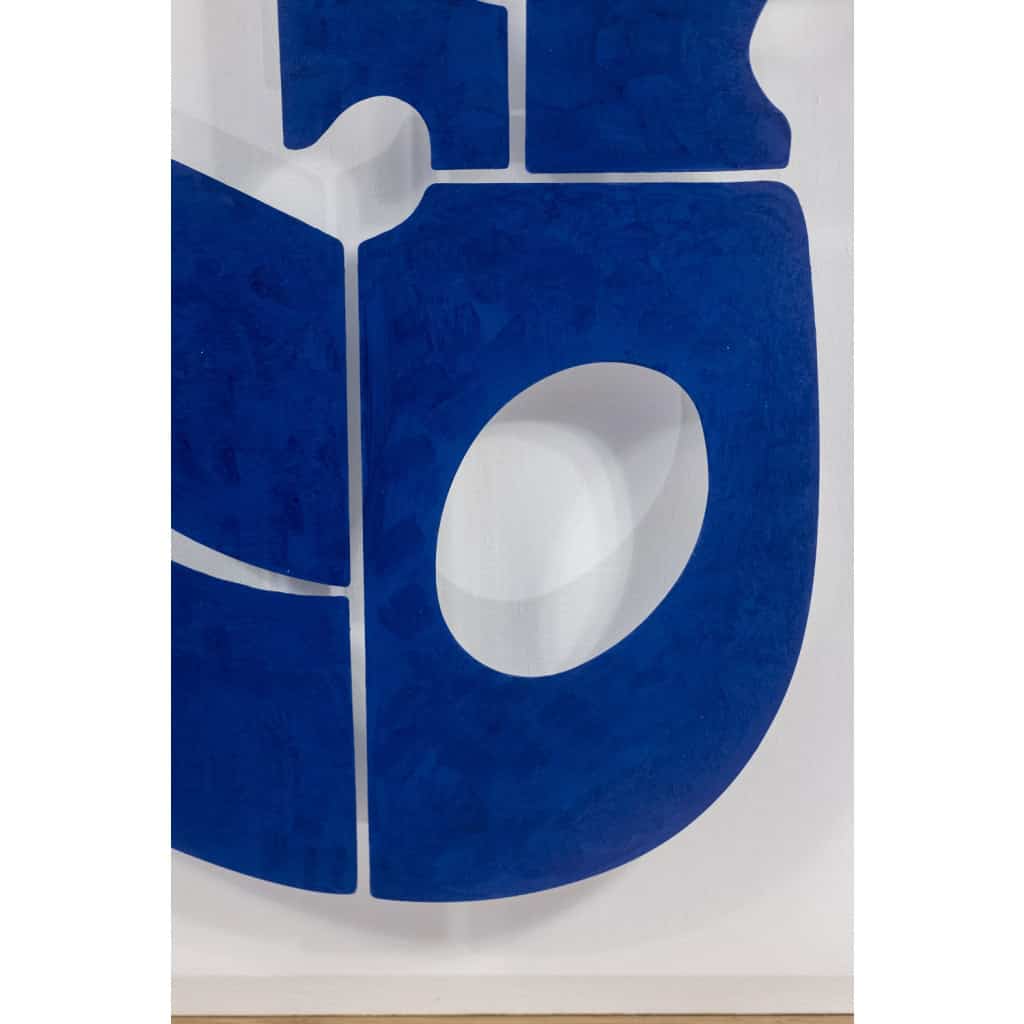 Panneau décoratif « Eva » en métal laqué bleu. Travail contemporain. LS?2309?C 5