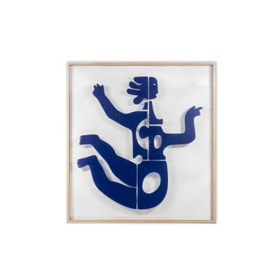 Panneau décoratif « Eva » en métal laqué bleu. Travail contemporain. LS?2309?C
