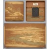 Exceptional Japanese set of a writing table and its writing desk in gold lacquer. 16
