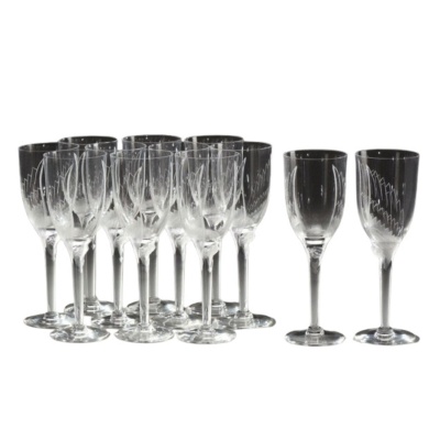 Marc Lalique : Douze flûtes à champagne « Ange » en Cristal