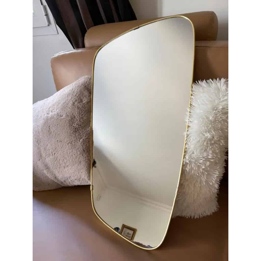 Miroir asymétrique en laiton de style Gio Ponti, Italie du milieu du siècle dernier, 1950 12