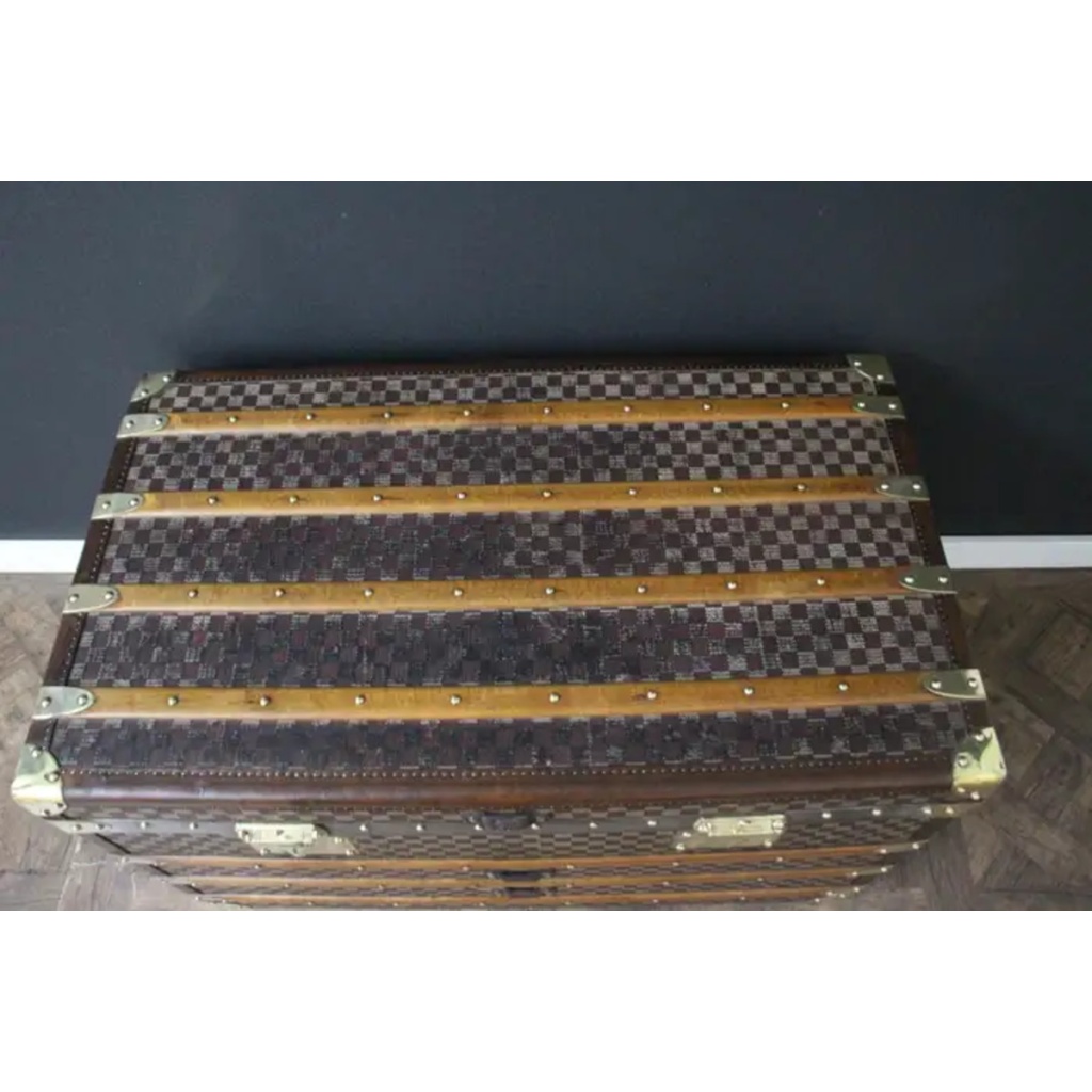 Malle Moynat à damiers, malle Moynat courrier 100 cm 13