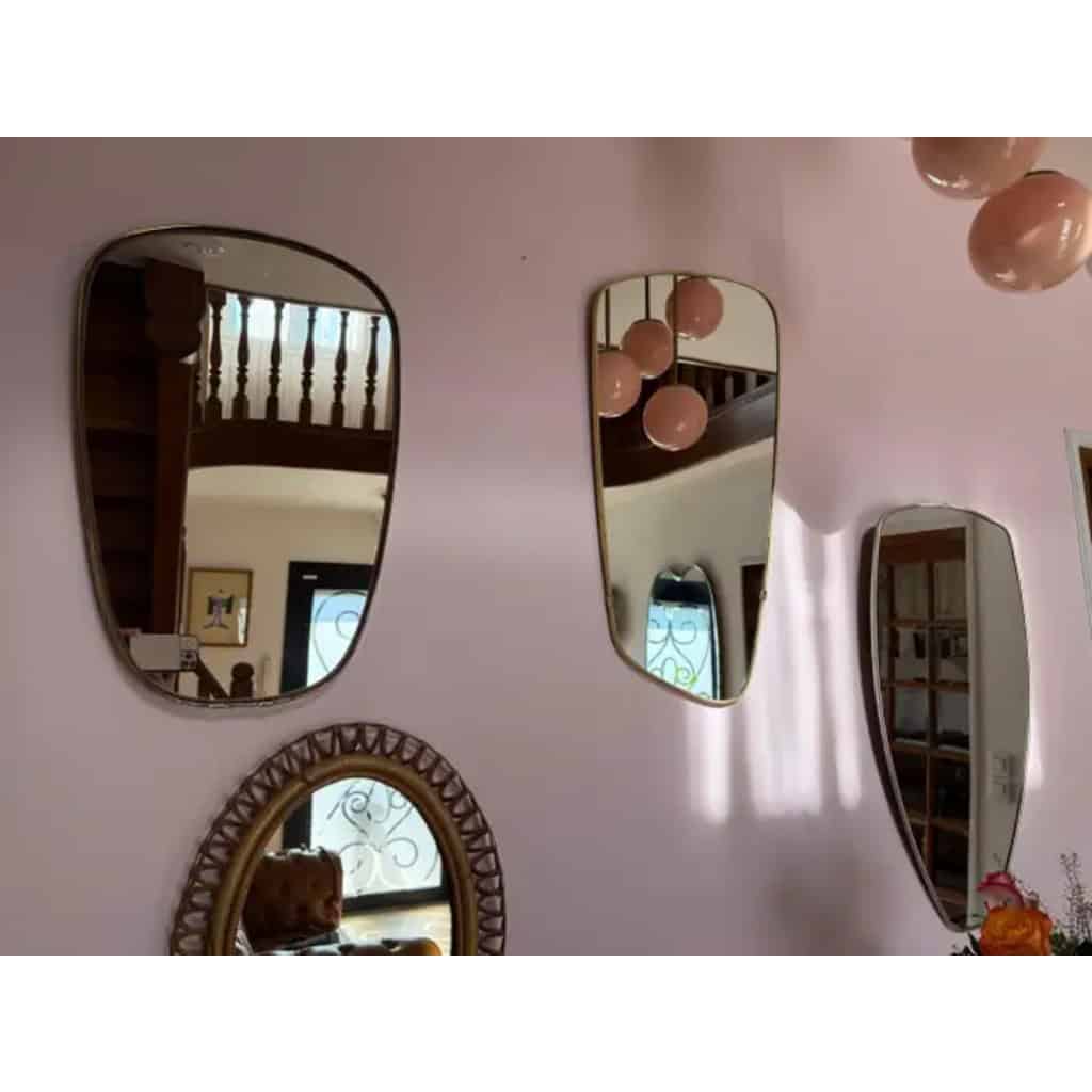 Miroir mural moderniste des années 1950 en laiton et chrome, style Gio Ponti 16