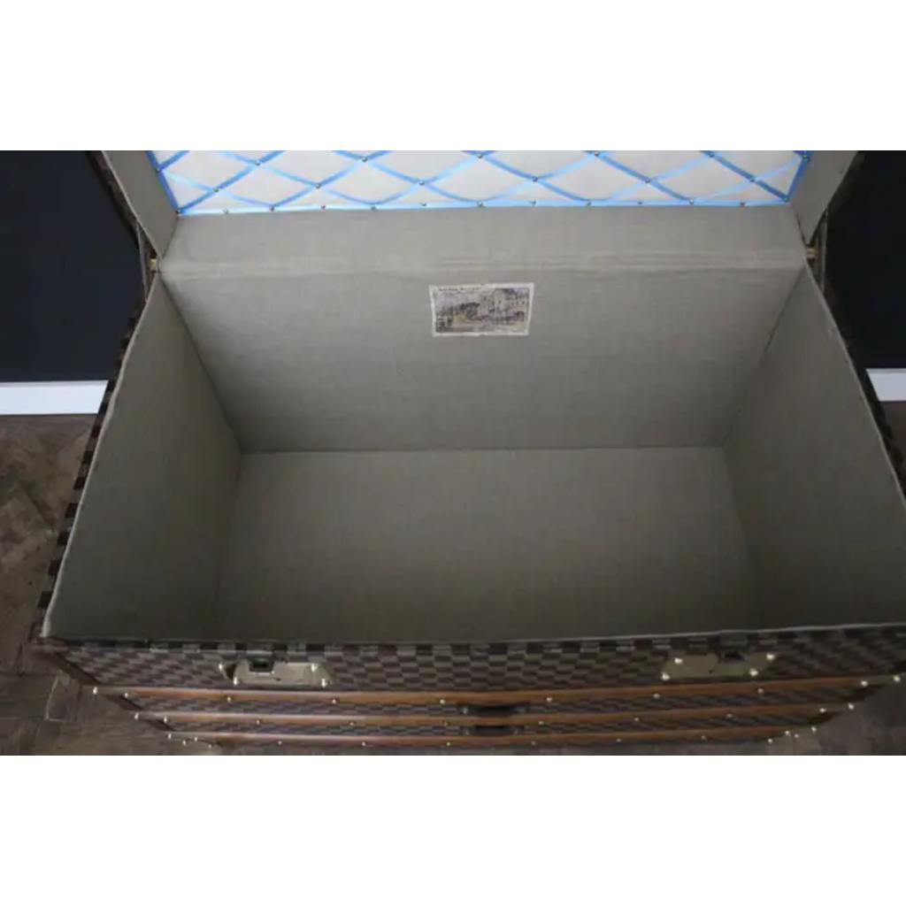 Malle Moynat à damiers, malle Moynat courrier 100 cm 16