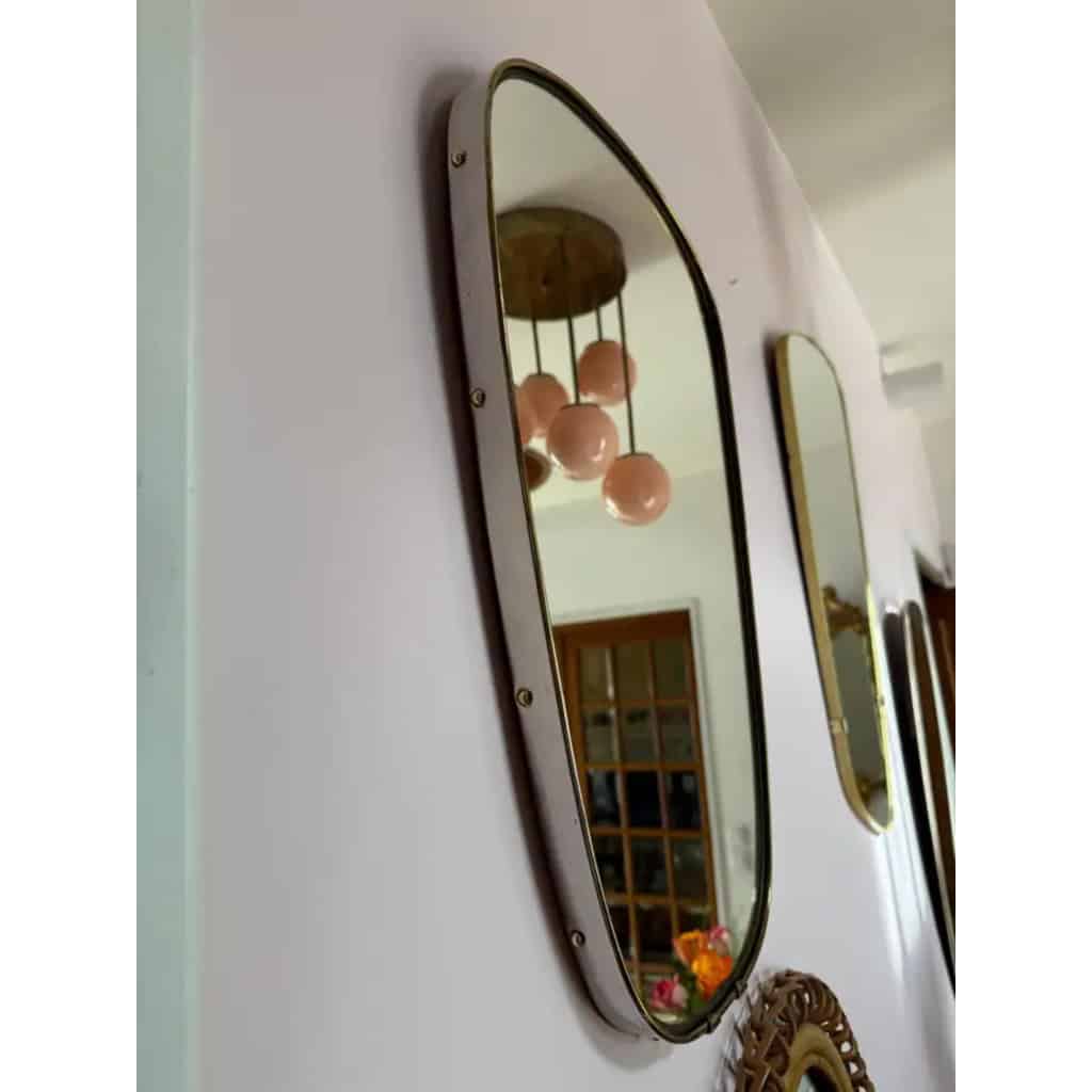 Miroir mural moderniste des années 1950 en laiton et chrome, style Gio Ponti 17