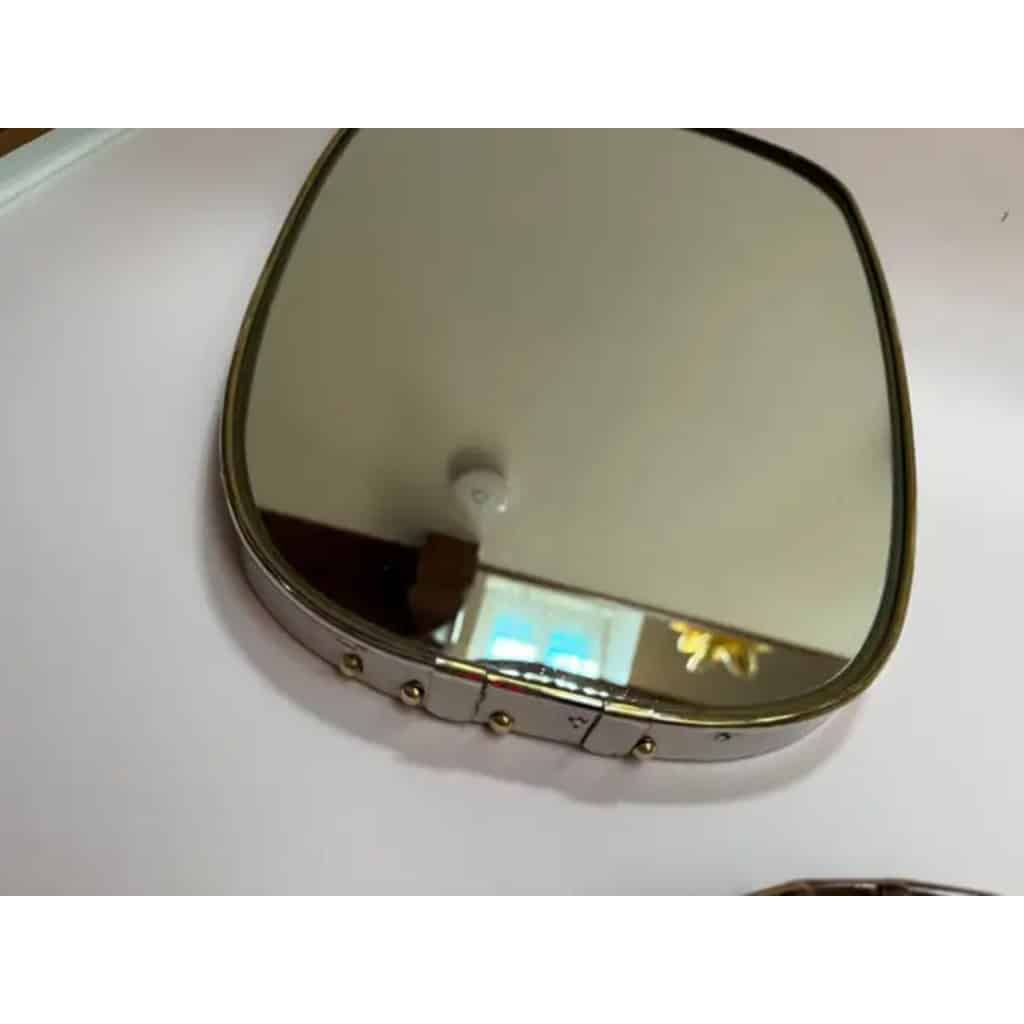Miroir mural moderniste des années 1950 en laiton et chrome, style Gio Ponti 18