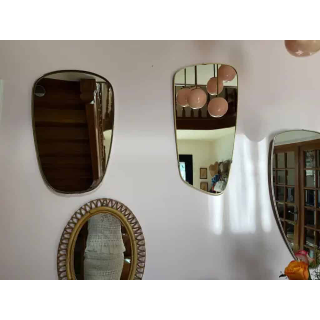 Miroir asymétrique en laiton de style Gio Ponti, Italie du milieu du siècle dernier, 1950 18
