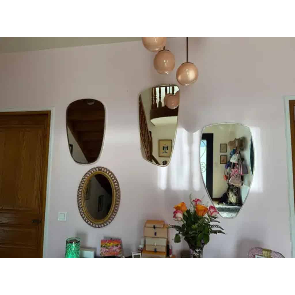Miroir mural moderniste des années 1950 en laiton et chrome, style Gio Ponti 19