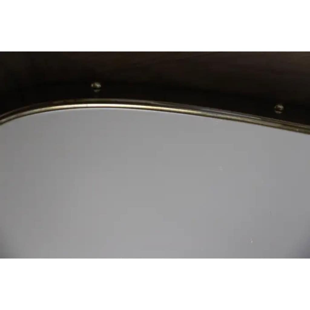 Miroir mural moderniste des années 1950 en laiton et chrome, style Gio Ponti 4