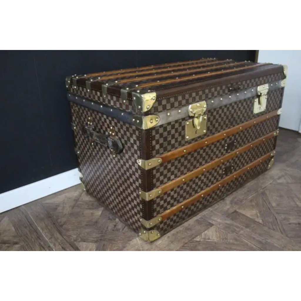 Malle Moynat à damiers, malle Moynat courrier 100 cm 4